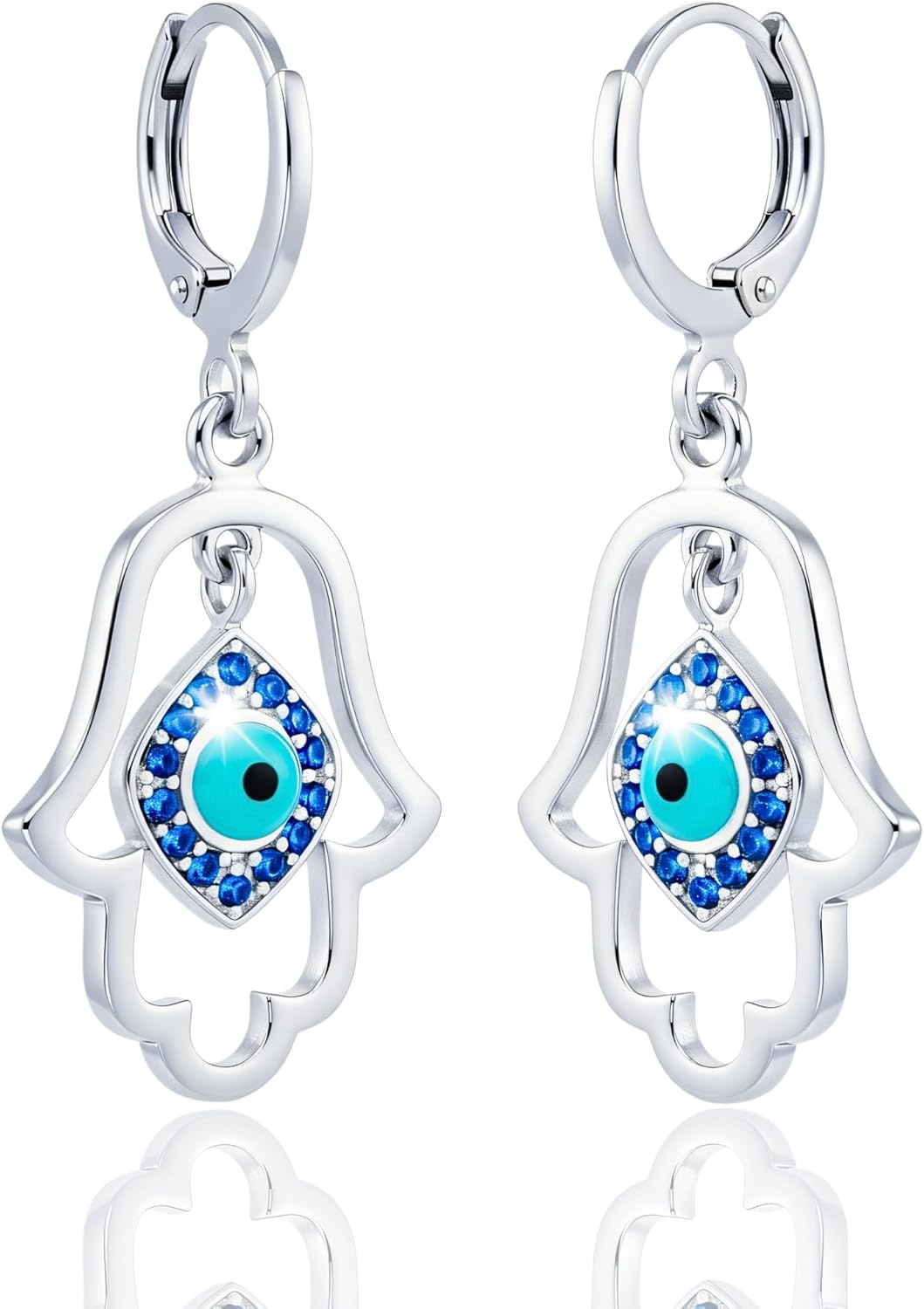 Hamsa Hand Earrings - Evil Eye Protection and Reflection Powers Infinity Amulets