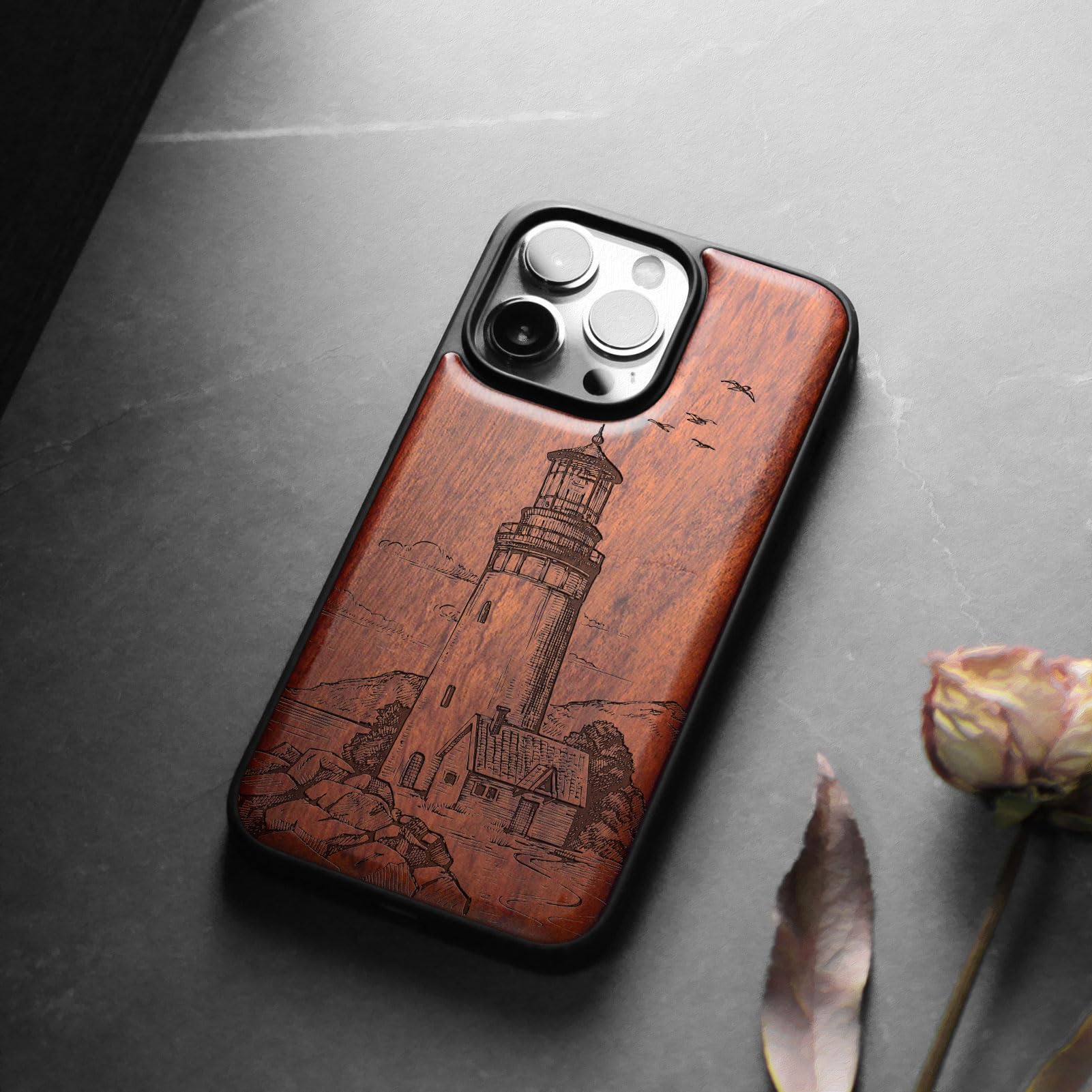 Carveit Custodia In Legno Compatibile MagSafe con iPhone 13 Pro Max