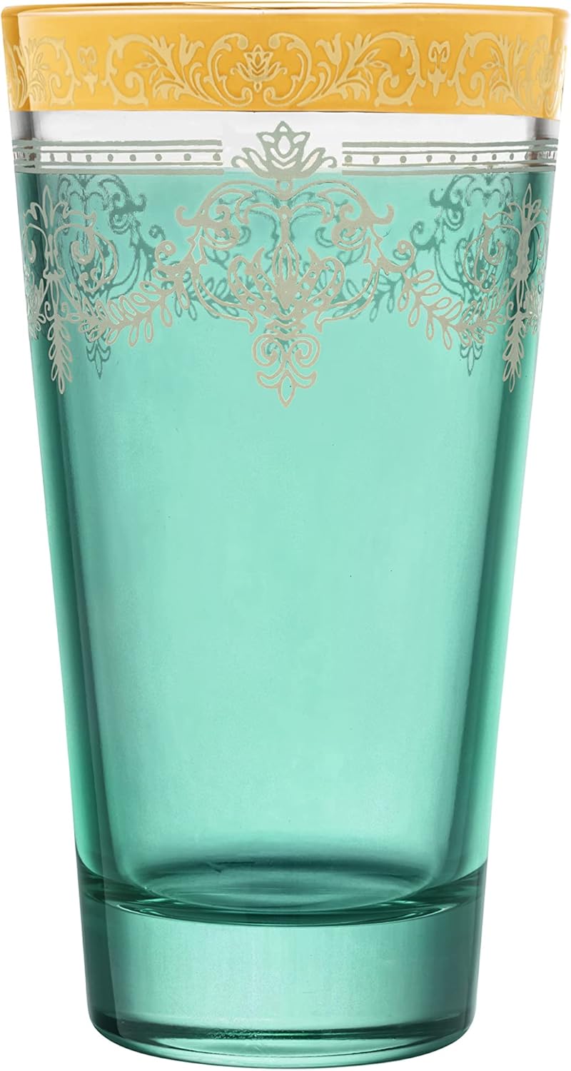 Lorren Home Trends Highball Set of 6 Multicolor with Gold Band