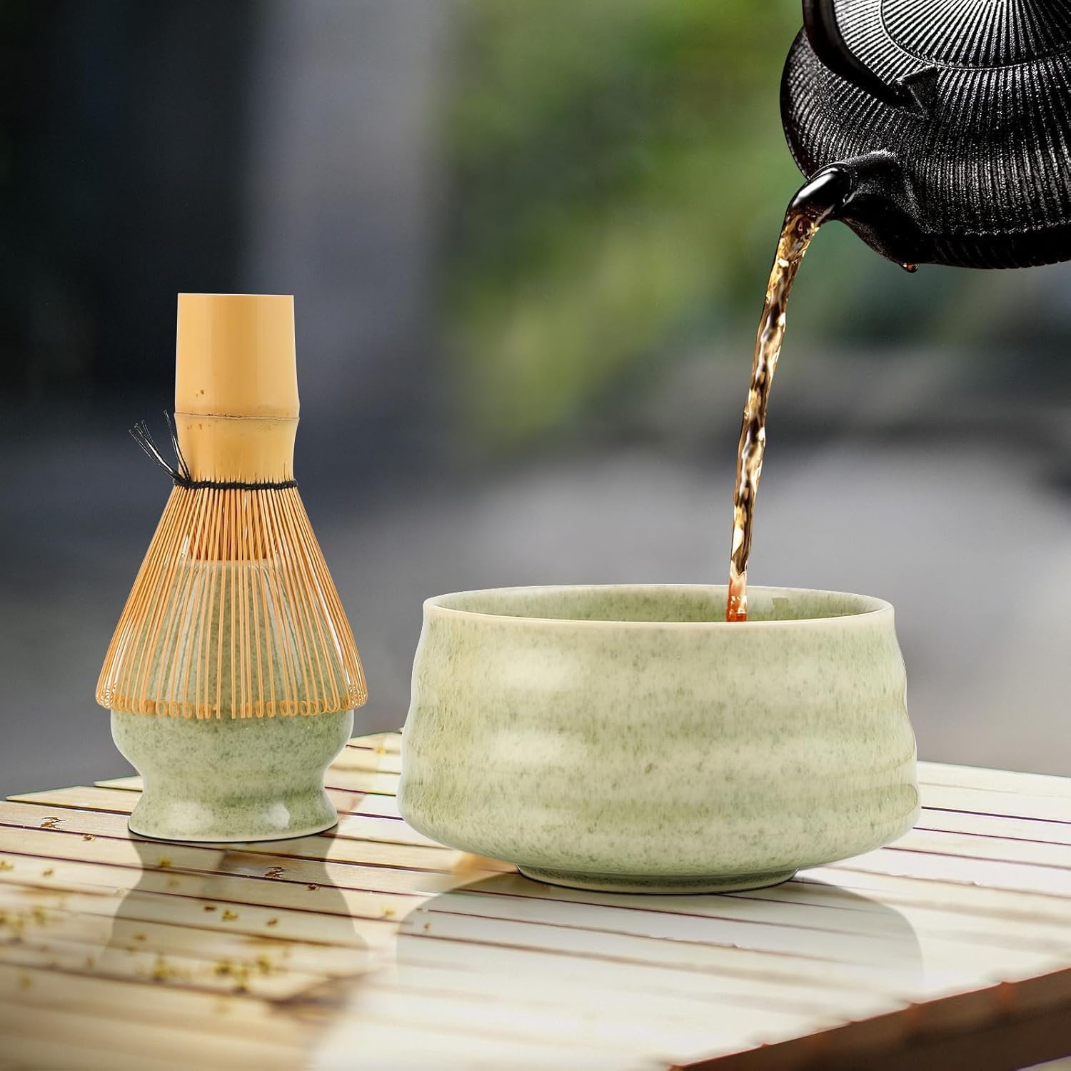 Matcha whisk - Matcha Set - Matcha bowl with spout scoop - Matcha whisk holder-Japoński zestaw