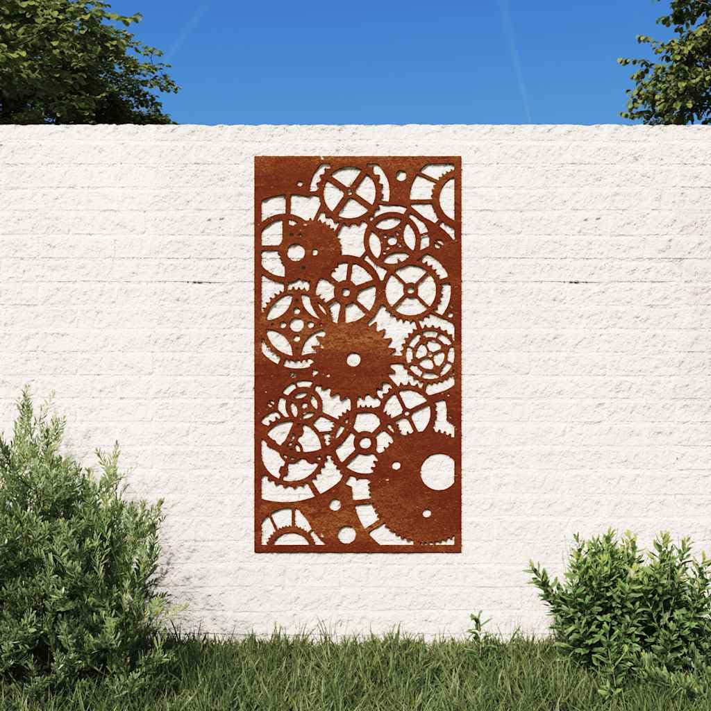 Décoration murale de jardin acier Corten 105 x 55 cm, tableau métal extérieur et intérieur