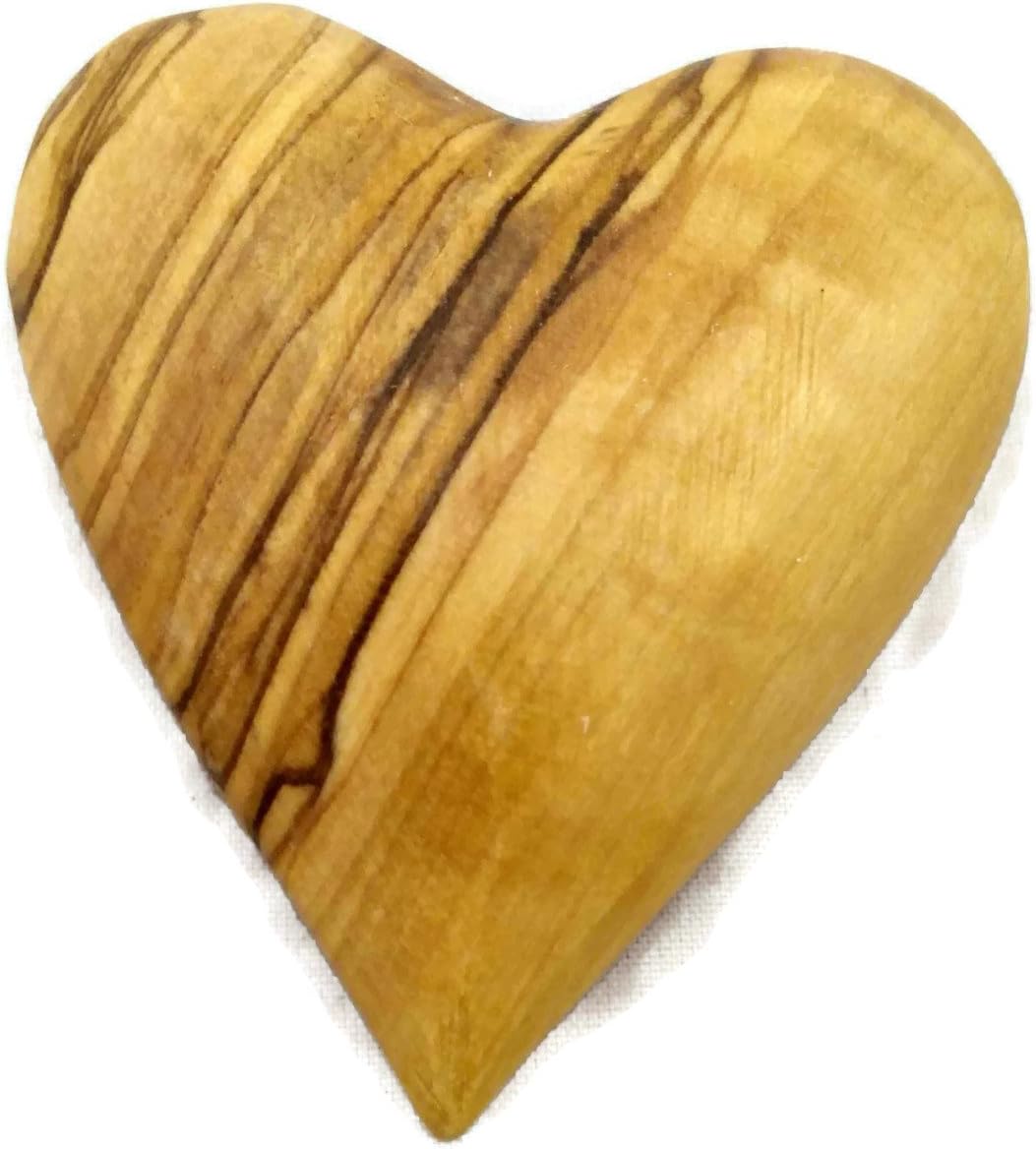Chunky Olive Wood Heart Hand Carved in Bethlehem - Small