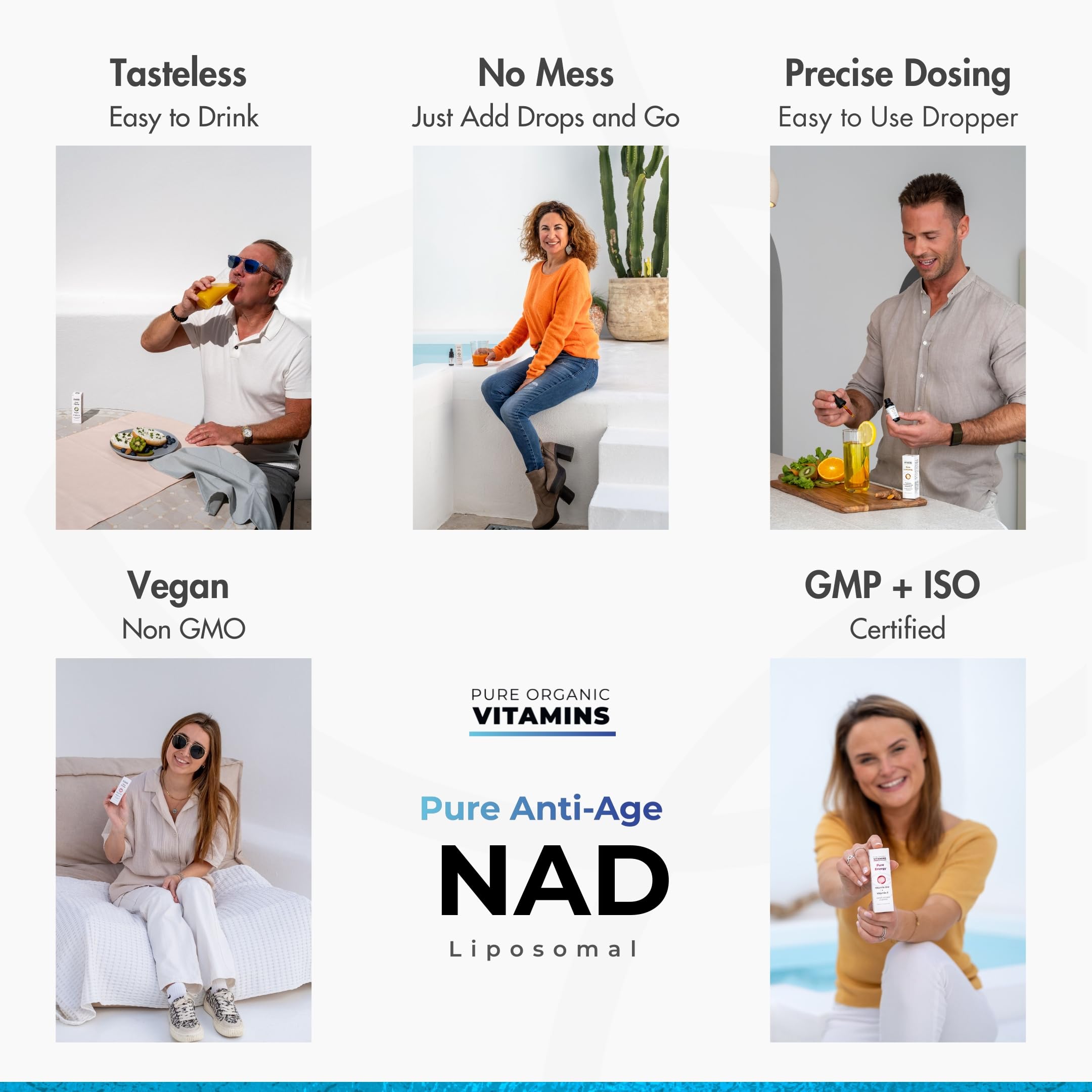 Complément NAD+ liposomal - Absorption améliorée de 50% prouvée - Système de diffusion cellulaire breveté - Approvisionnement pour 40 jours - Stimulateur NAD+ Gouttes liquides - Fabriqué en Suisse