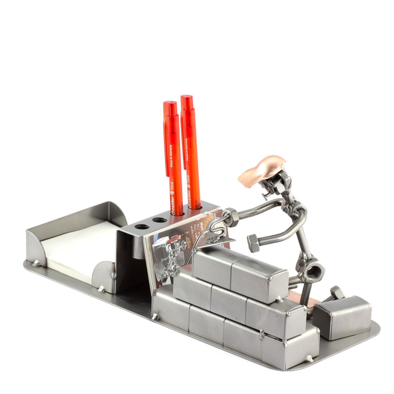 Omino Di Viti Operaio Edile Steelman24 - Modellino In Metallo Con Piastra Incisione Personale - Soprammobile Regalo Originale Per Artigiani - 3