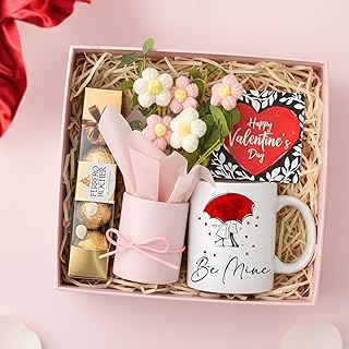 TIED RIBBONS Valentine Gift Combo for Girlfriend Wife Girls Women - (Artificial Crochet Flower Bouquet, Printed Mug, T4 Ch Price In India