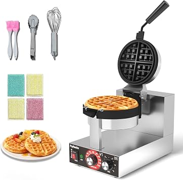 Commercial Waffle Maker, 7.9 Inch Baking Tray, 1.2 Inch Thick