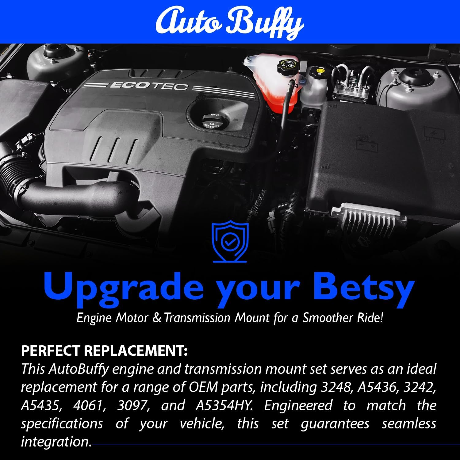 AutoBuffy Engine & Transmission Mount Set 4PCS, Fits for 07-12 Chevy Malibu/ Pontiac G6/ Saturn Aura 3.6L - Perfect Replacement for 3248 A5436 3242 A5435 4061 3097 A5354HY - Enhance Performance