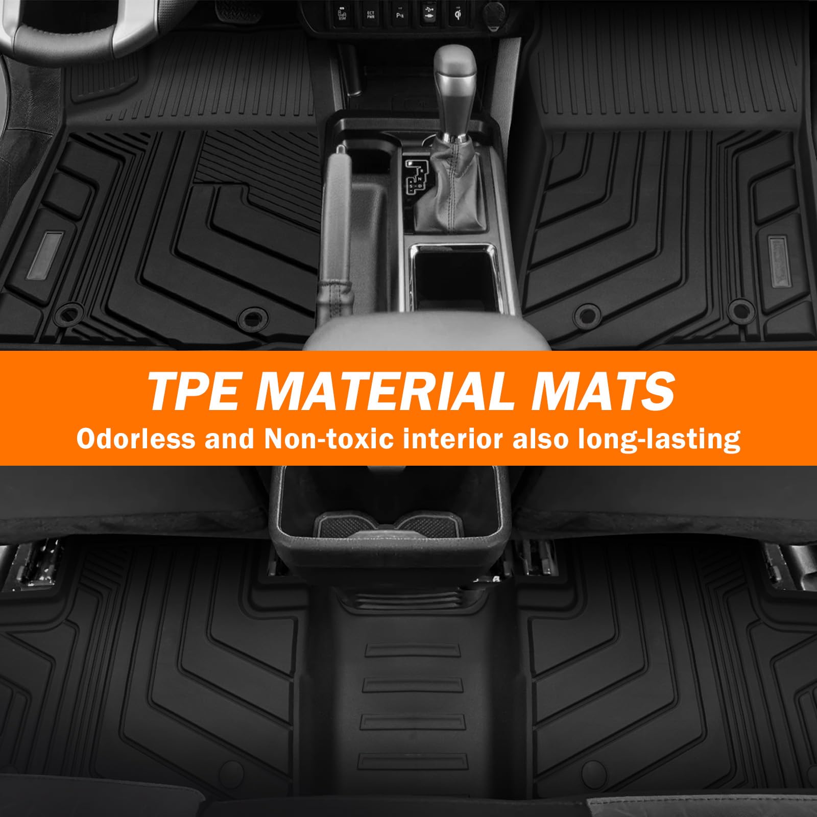 2018-2023 Toyota Tacoma (only fit Double Cab, Auto) Pickup All Weather Custom Truck Floor Mats Best TPE Vehicle Floor Liners