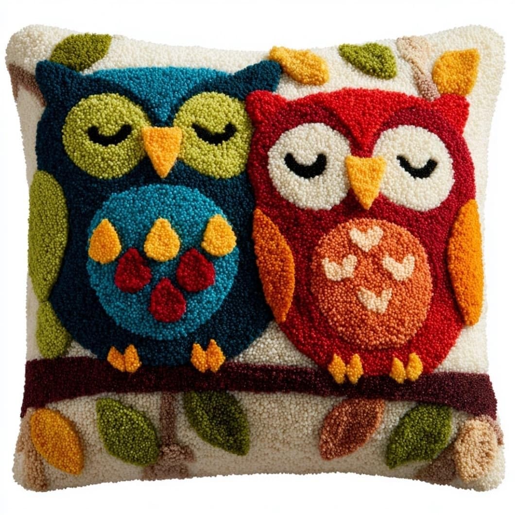 AxiangziK Latch Hook Pillow Kit Owl 43X43Cm