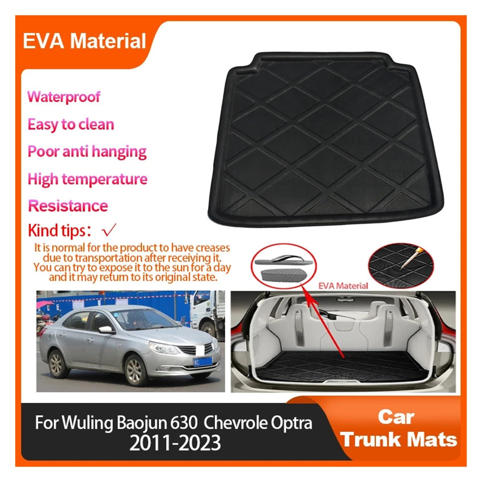 Pasuje do Wuling Baojun 630 Che//vrole Optra 2011-2023 | Mata do bagażnika Wnętrze bagażnika samochodowego Podkładki do bagażu samochodowego