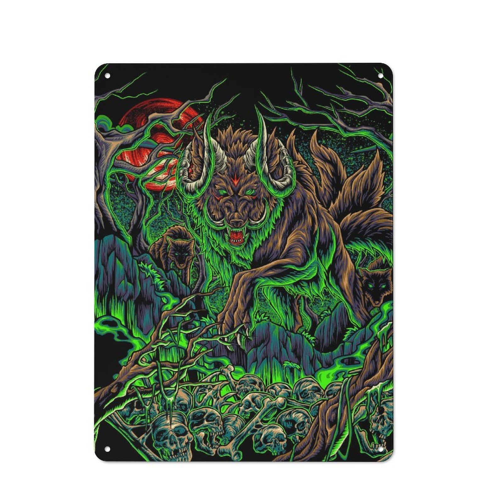Forest Wolf Retro-style Metal Sign 40x30cm for Guest Room Or Hallway, for Hallway Wall Decor Fans