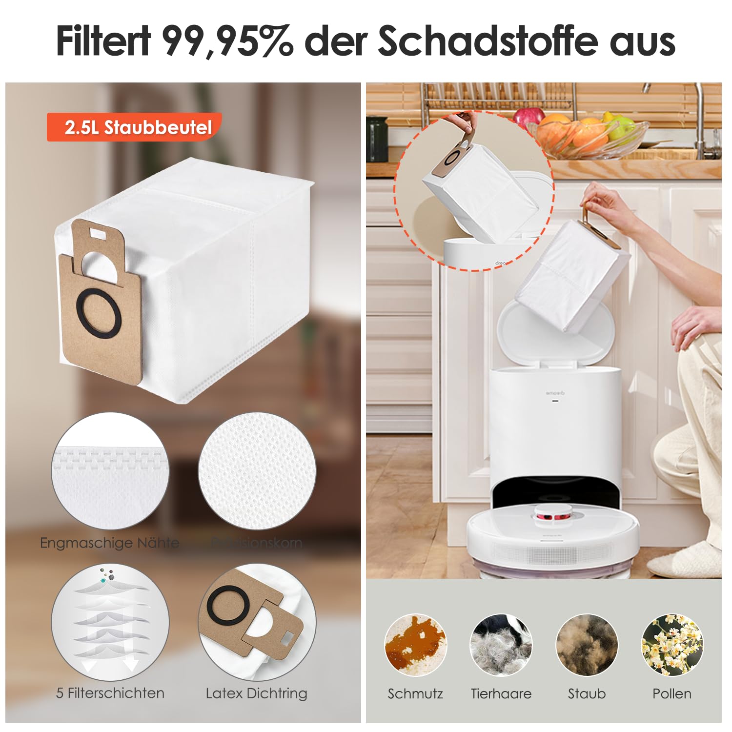 D10 Plus Gen 2 8 Sacs à Poussière Pour Aspirateur Dreame D10 Plus/L10s Plus - Grande Capacité Tissu Non Tissé Dream D10 Plus Gen 2