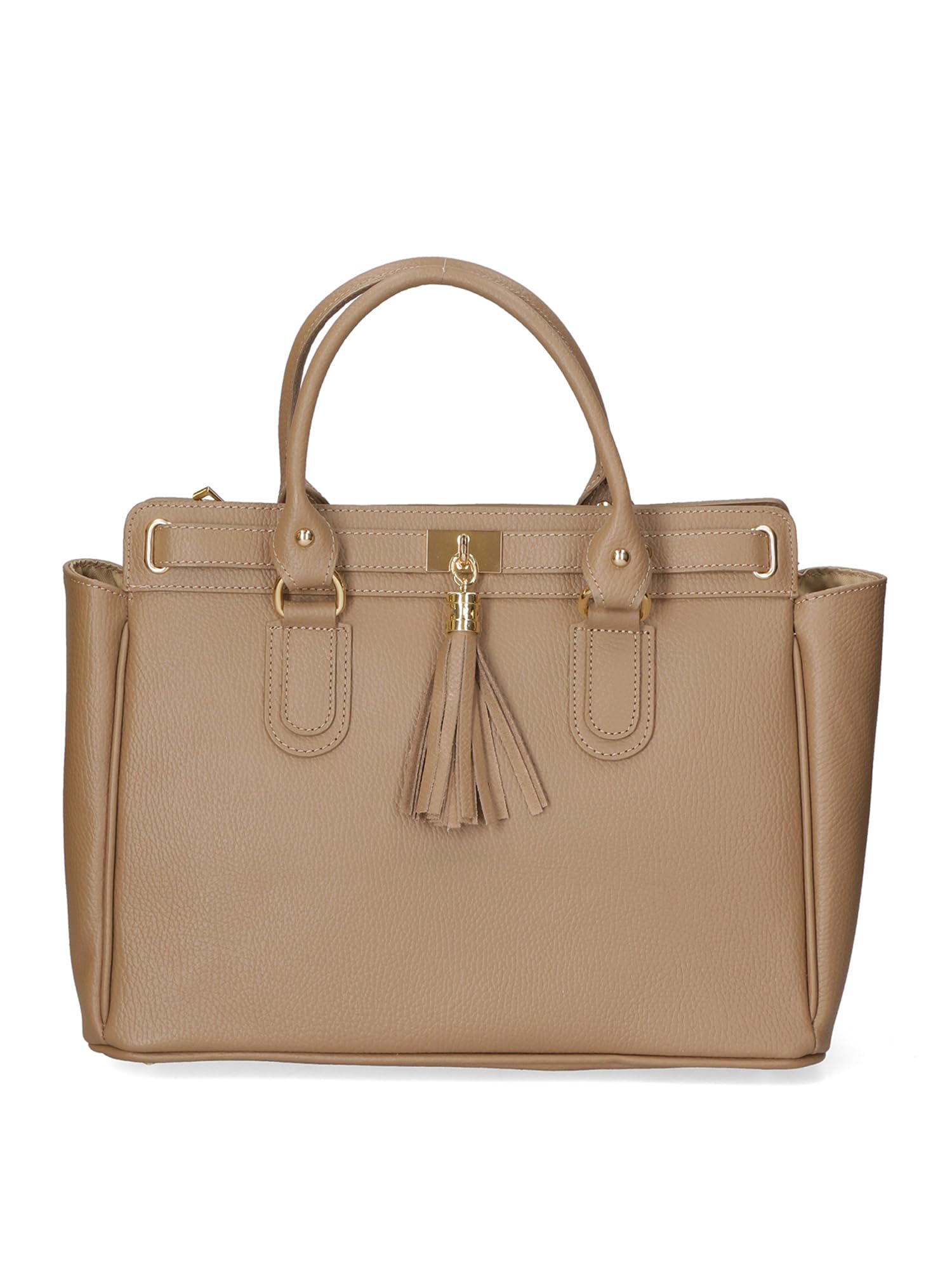 Gave Lux Borsa a mano Elena pelle dollaro Made in Italy - Grigio 37x28x18 cm Dark Taupe