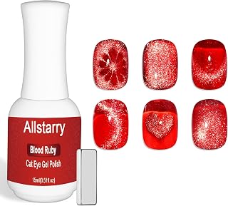 Allstarry Red Cat Eye Gel Polish, 15ml/0.5fl oz Red Nail Polish Jelly Glass Magnetic Red Gel Polish UV LED Curing Soak Off Home DIY Nail Salon for Valentines Nails - Blood Ruby