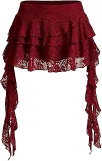 Women's Y2K Mini Skirt Ruffle Lace Mesh Asymmetrical Flowy Short Skort