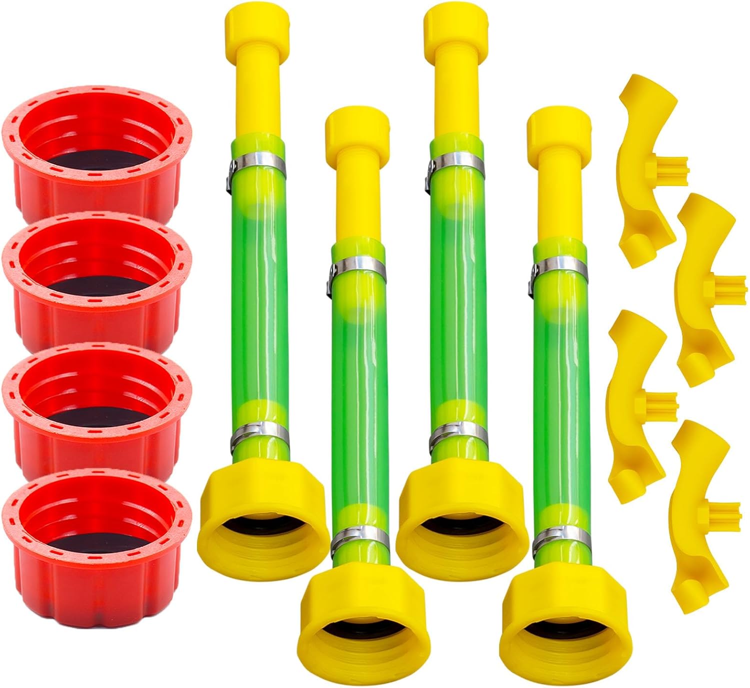 4 PCS 10.8" Gas Can Spout Replacement with Hose Bender & Red Gas Cap, Compatible with Midwest/Scepter 1/2/5/10 Gallon Fuel Jugs (Fits 1.75"-1.8" Threads)- Complete Fuel Can Accessory Kit