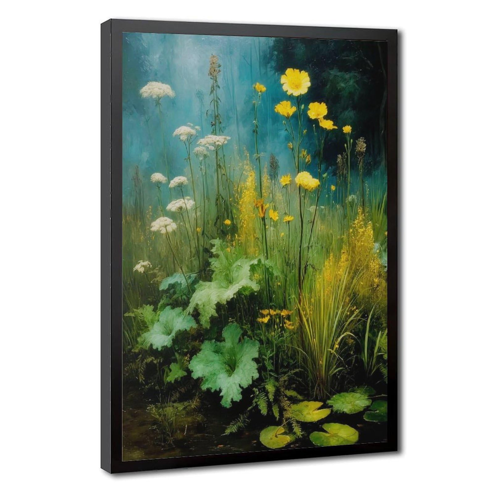 Bareronor Grey Wildflower Meadow Canvas Poster Bedroom Decor Landscape Office Room Decor Gift 20" L X 30" W