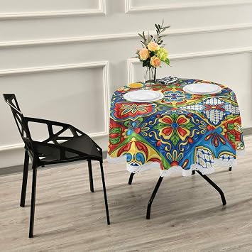 Halloween Spider Polyester Round Tablecloth 60 Inch