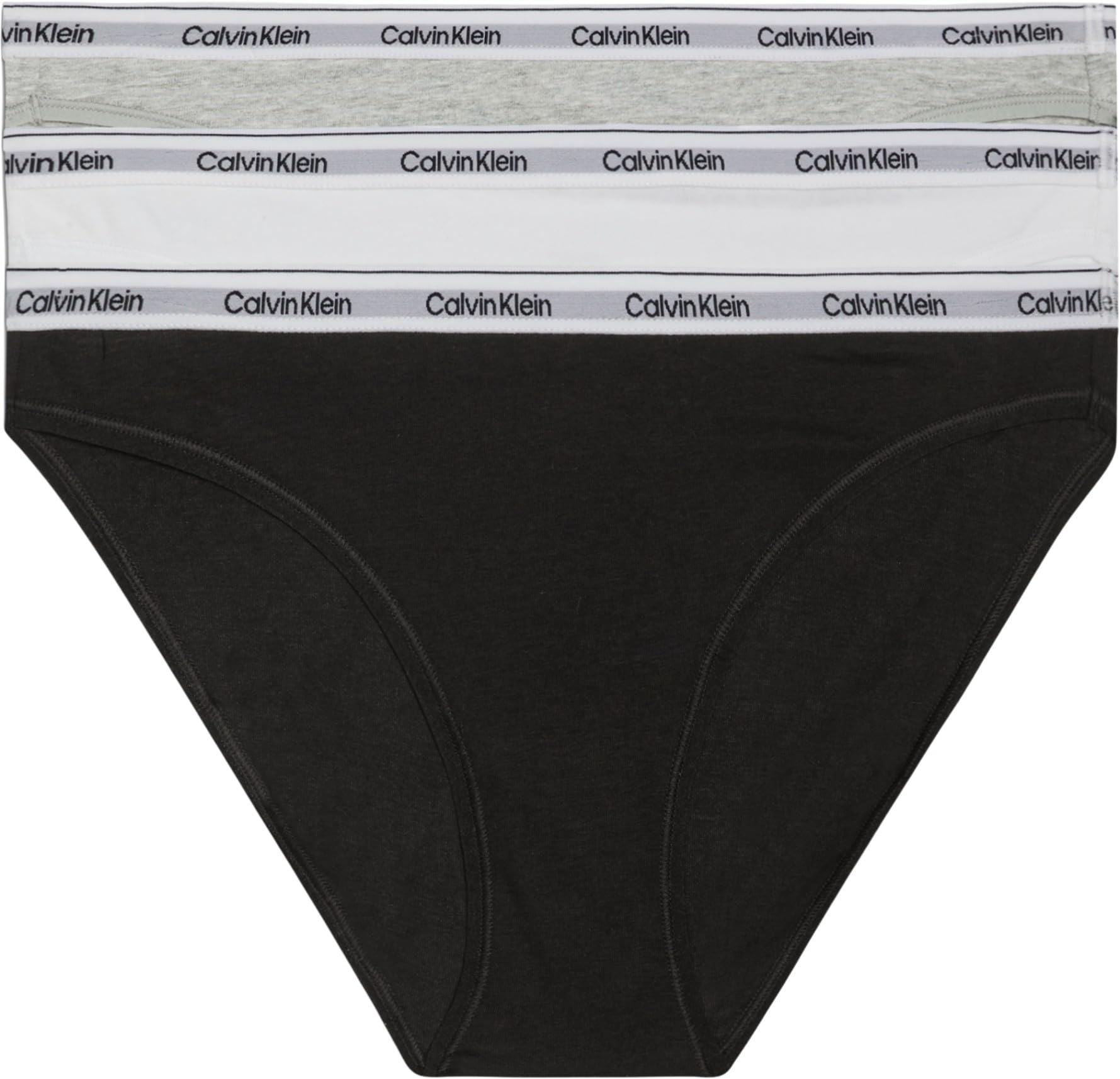Calvin Klein Femme Slip Lot De 3 Bikini Coton Stretch, Multicolore (Black/​White/​Grey Heather), S