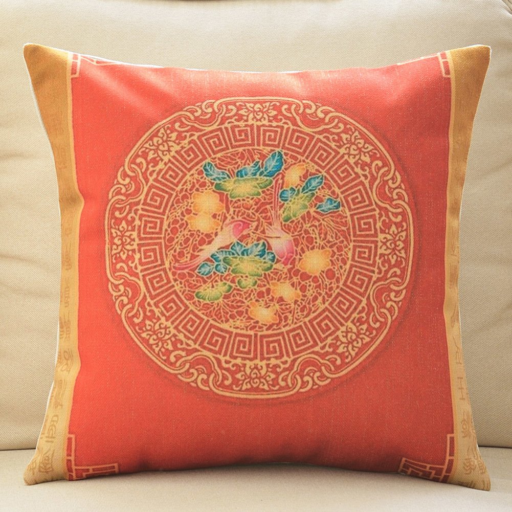 Coussin de canapé en lin et coton imprimé végétal style américain 55x55cm