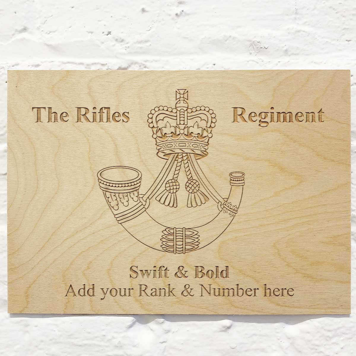 The Rifles Regiment Personalised Add Name Custom Wooden wall sign Plaques 21x30cm (8.2x"11.8")