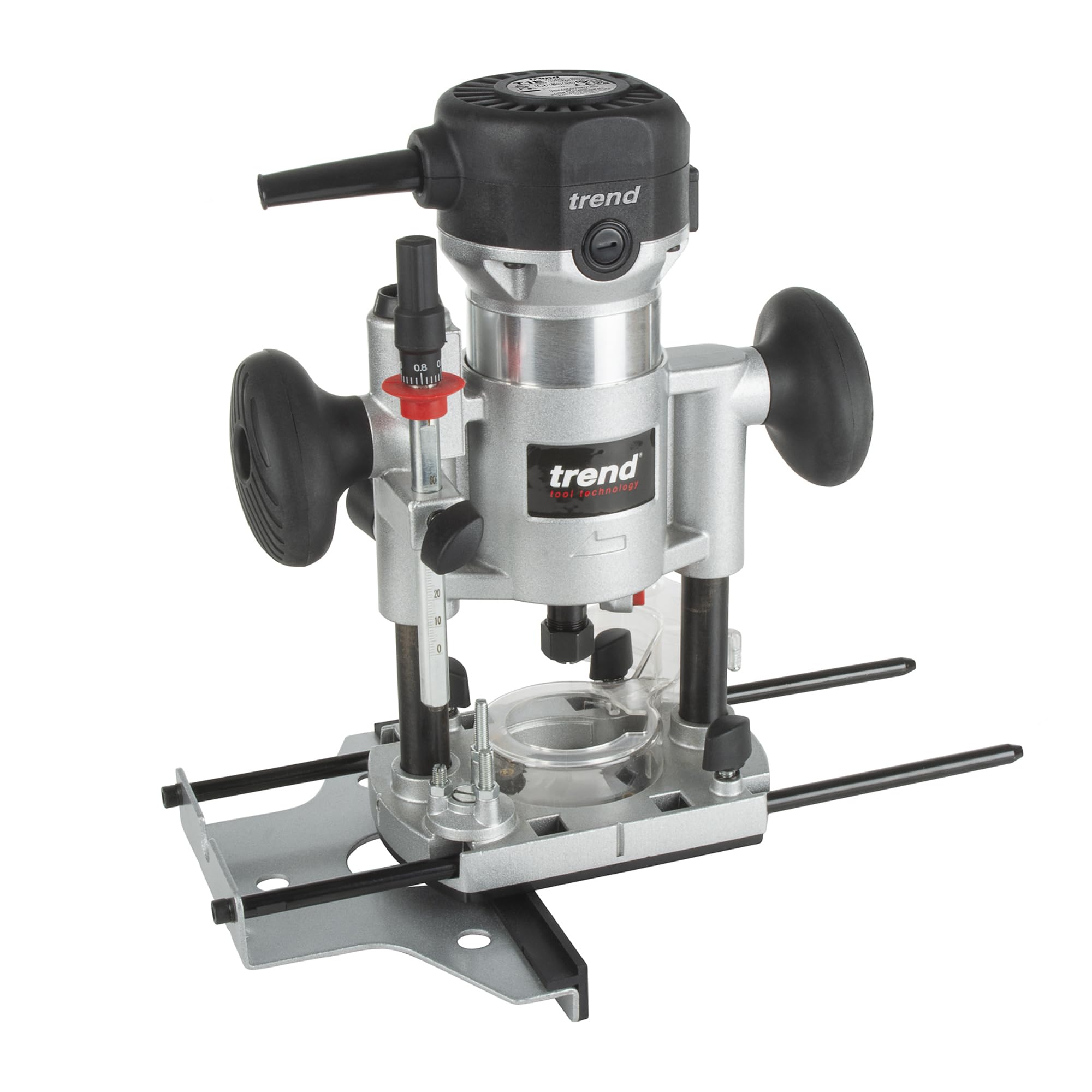 Trend T1 Fresadora de Doble Base, Pinza de 8mm, 710W, 230V, Herramienta de Corte de Precisión Compacta para Carpintería, T1EPS/EURO
