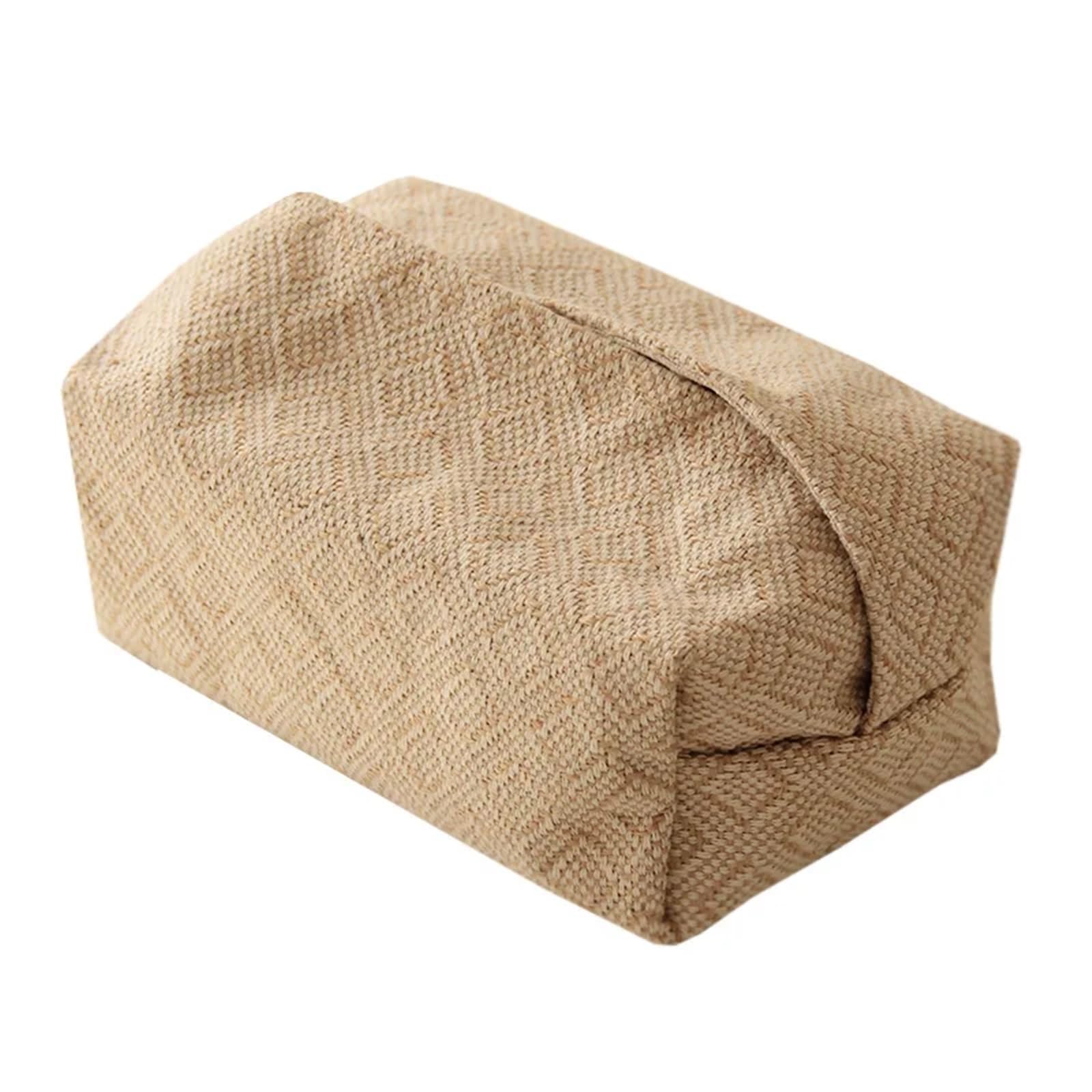 Tissue Box Simple Cotton Linen Tissue Box Bathroom Kitchen Tissue Holder Home Restaurant Papers Dispenser Organizers Table Decoration(Color 03)