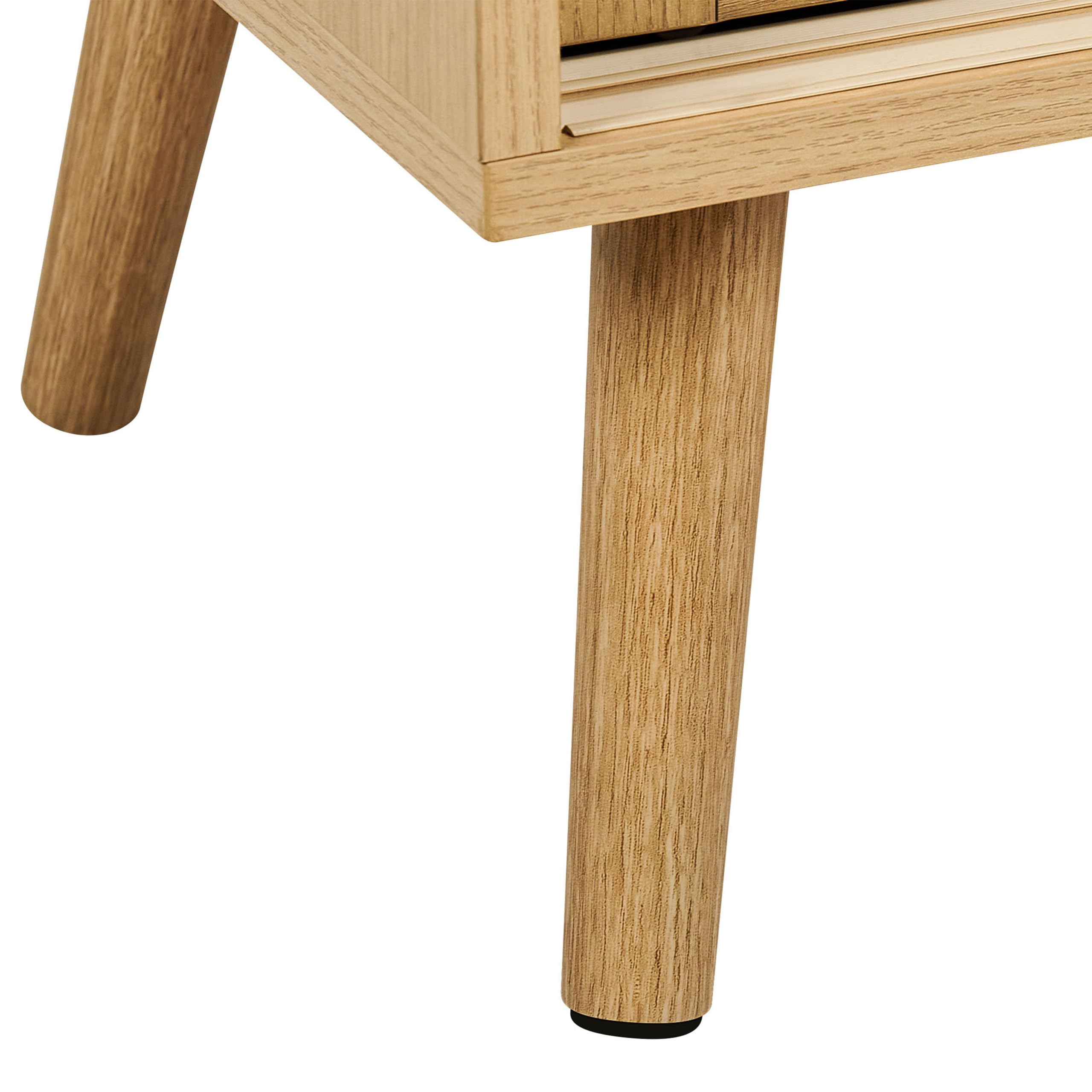 Beliani Buffet à 2 Portes Particules Bois et Rotin Clair avec Etagère Rangement Hodgen