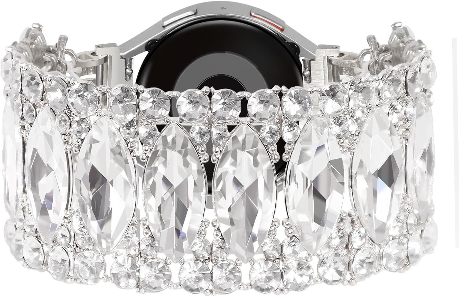 VIQIV Dressy Bracelet Compatible with Samsung Galaxy Watch 8/7/6/5/4/FE Active 2 40/44mm 8/6/4 Classic 43/47/42/46mm 5 Pro 45mm, 20mm Stretchy Jewelry Bling Rhinestone Metal Strap for Samsung Watch Band Women