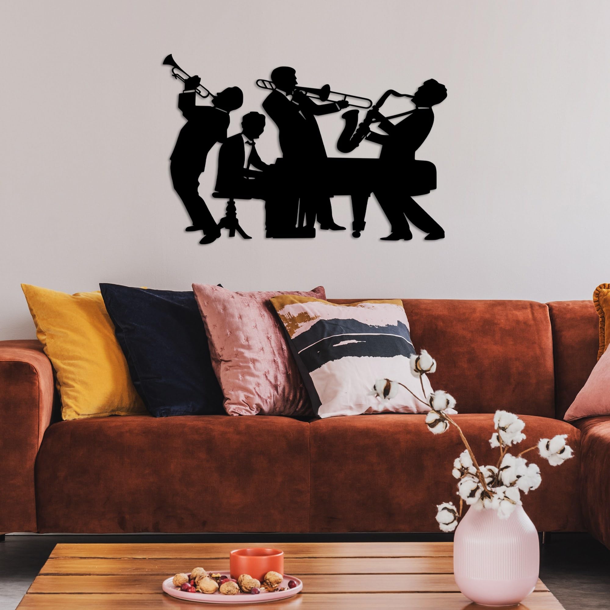 Hanah Home | Wanddekoration | Schwarze Metall-Wanddekoration mit Hacken 70 x 46 cm