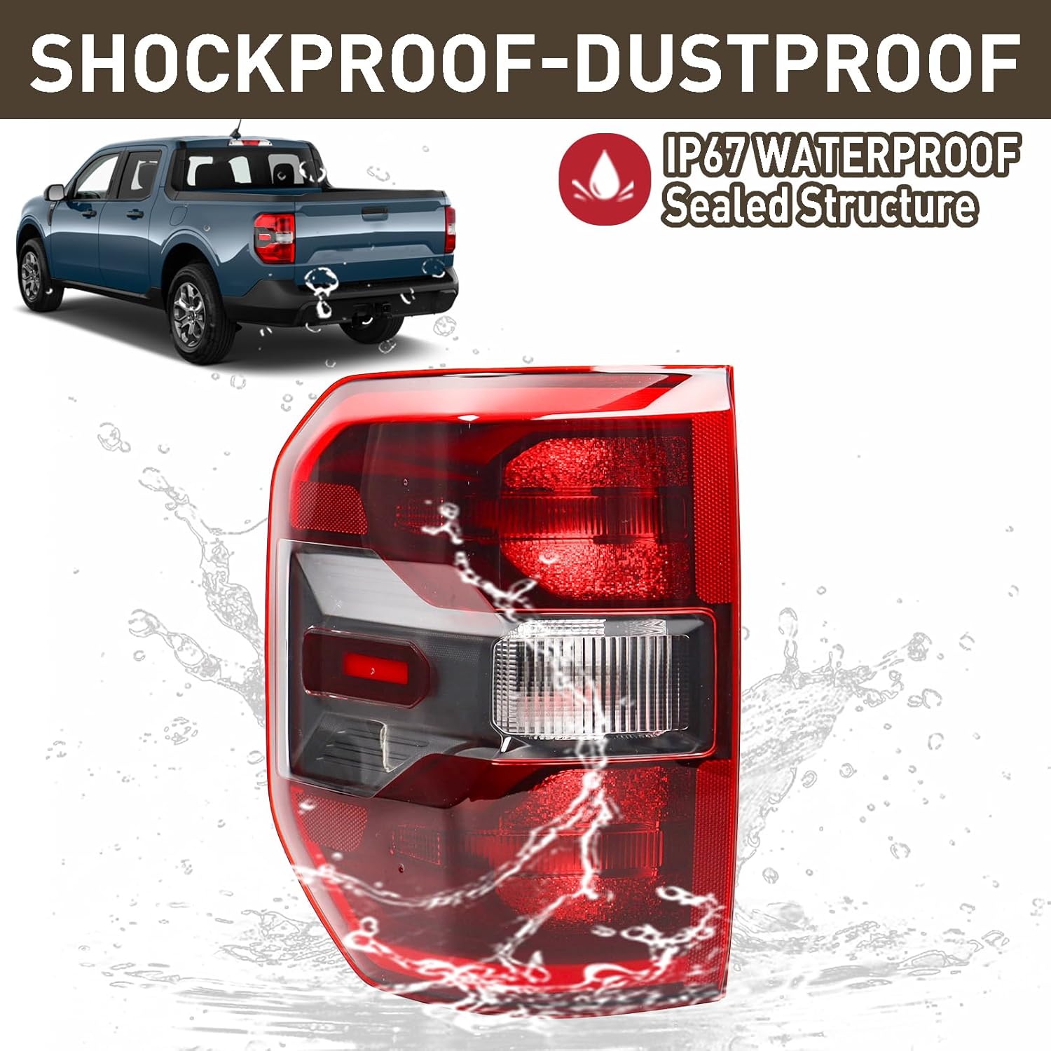 Black Bezel LED Type Tail Light Rear Lamp Assembly Compatible for 2022-2025 Maverick TREMOR Left Driver Side NZ6Z-13405-B FO2800289