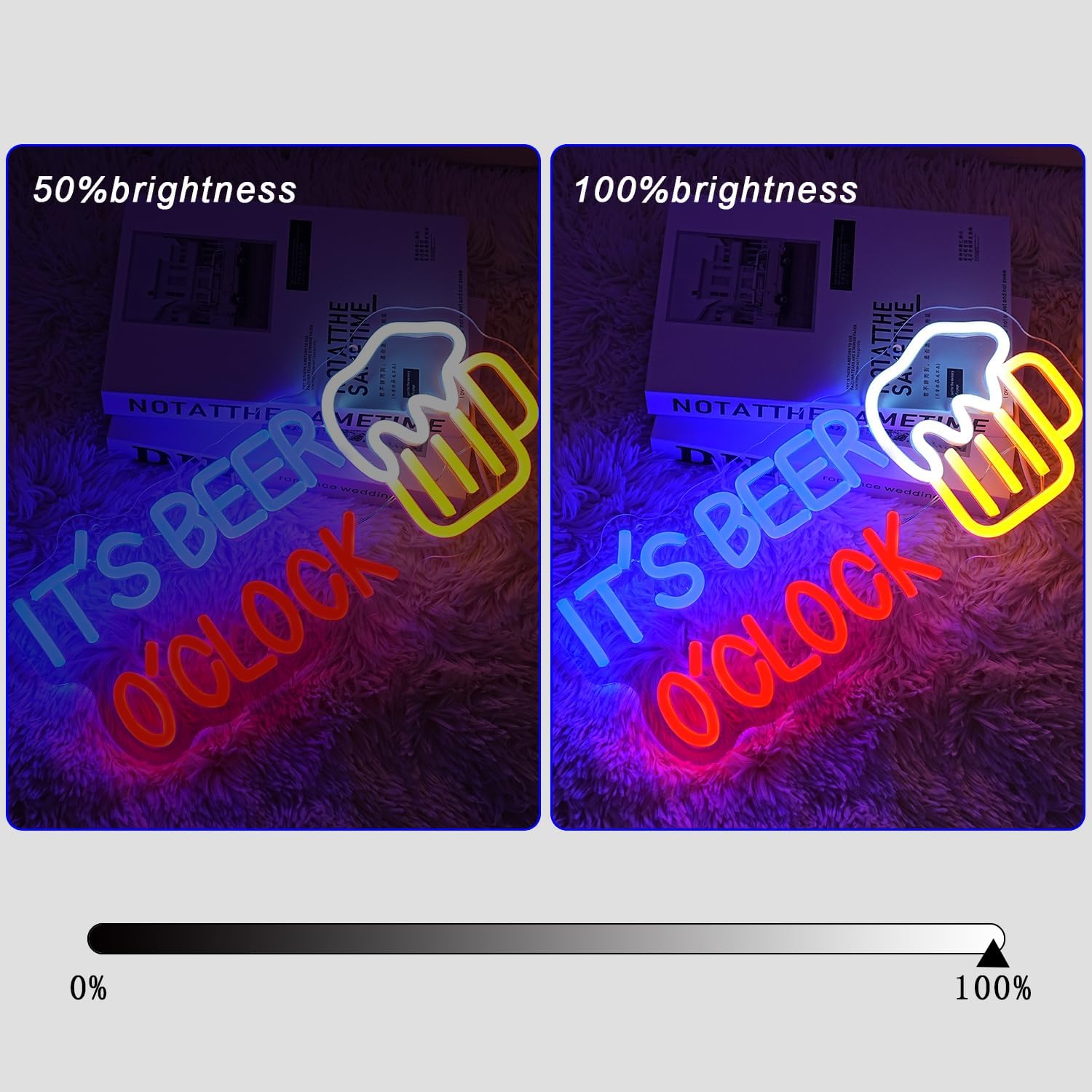 It's Beer O'Clock Neon Sign for Wall Decor Beer Neon light Dimmable USB Beer LED Sign Neon Beer Signs for Man Cave Garage Patio Home BAR Pub Nightclub Restaurant Decor - Image 3