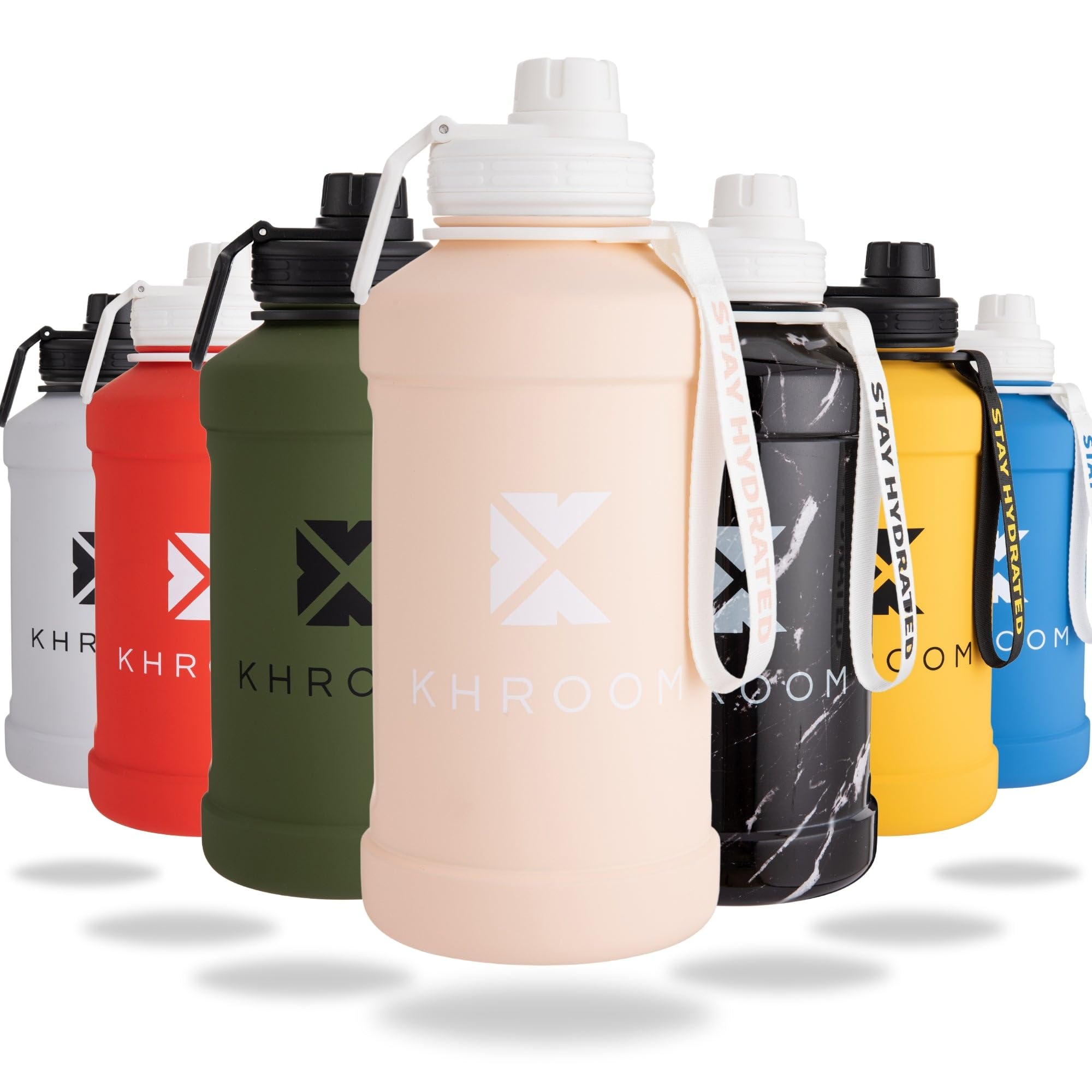 Khroom Edelstahl Trinkflasche 1,3 Liter Sport und Fitness (Vanilla Cream)