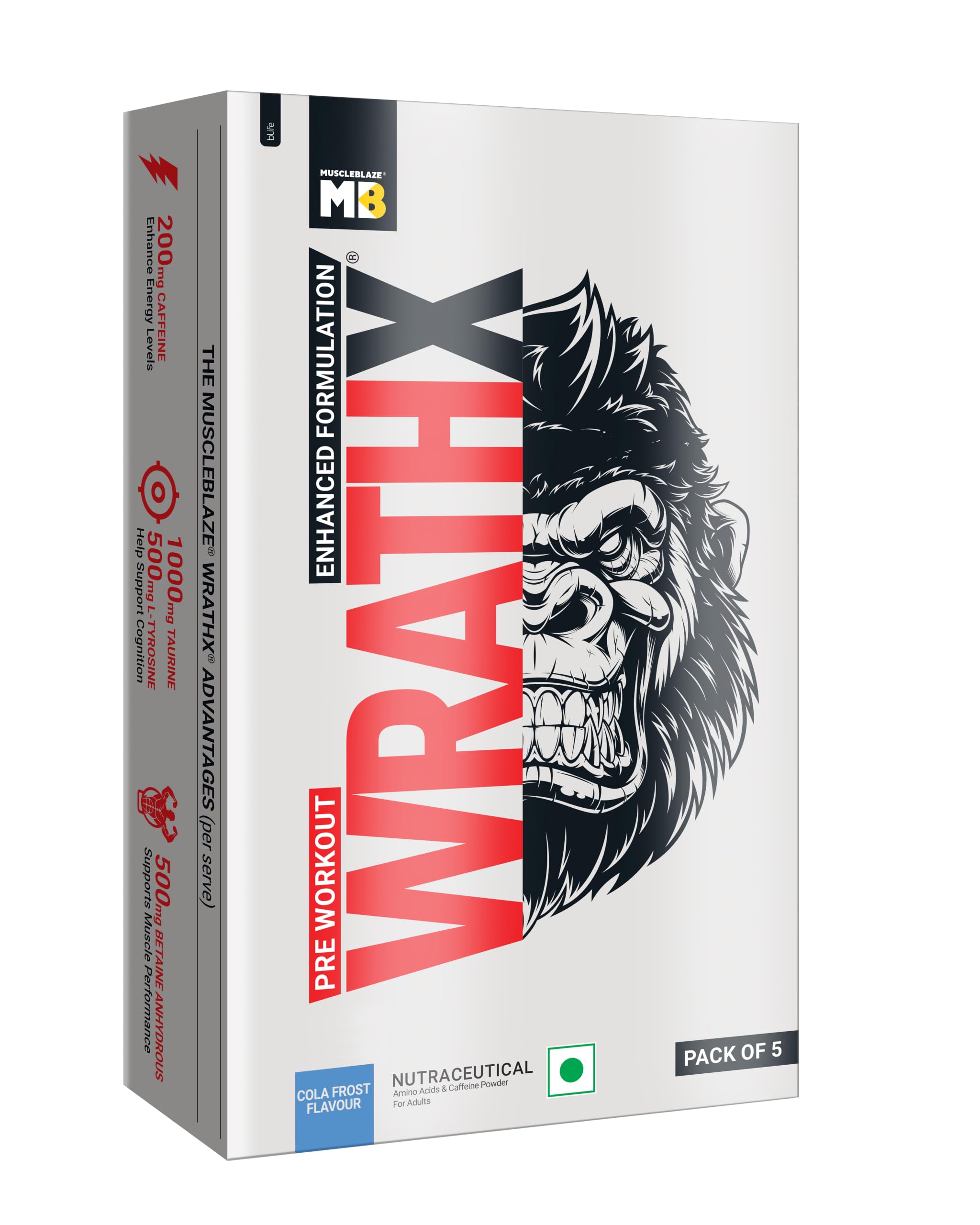 MuscleBlaze Pre Workout WrathX Powder, Natty Berries, 540g | 30 Servings — Amazon image 20