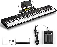Vista 10 de Artesia Teclado de piano digital portátil de 61 teclas con teclas semipesadas de tamaño completo, paquete para principiantes con pedal de sustain