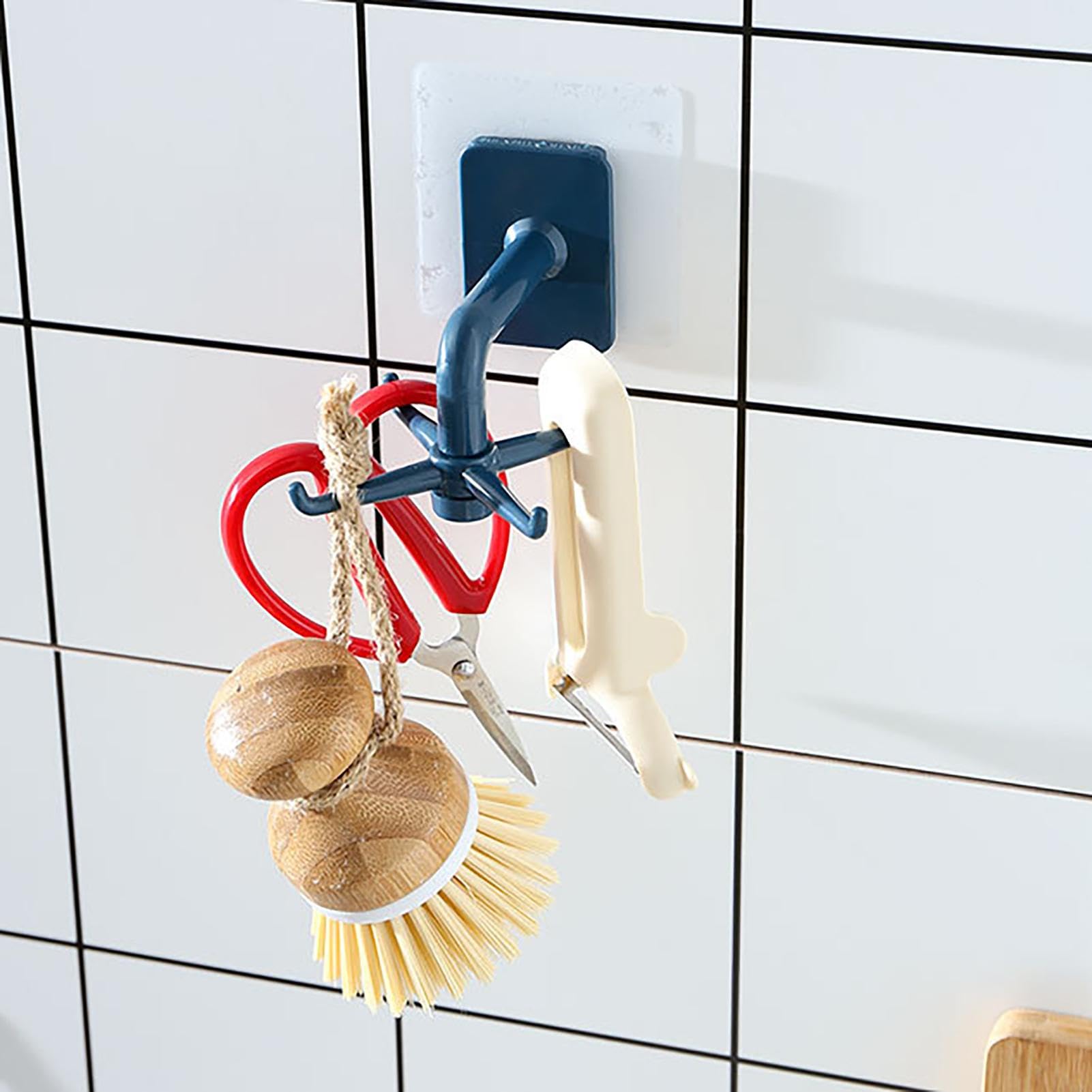 Ganci Adesivi Rotanti 360° Per Utensili – Organizza Cucina, Bagno, Dispensa, Facile Installazione Senza Fori