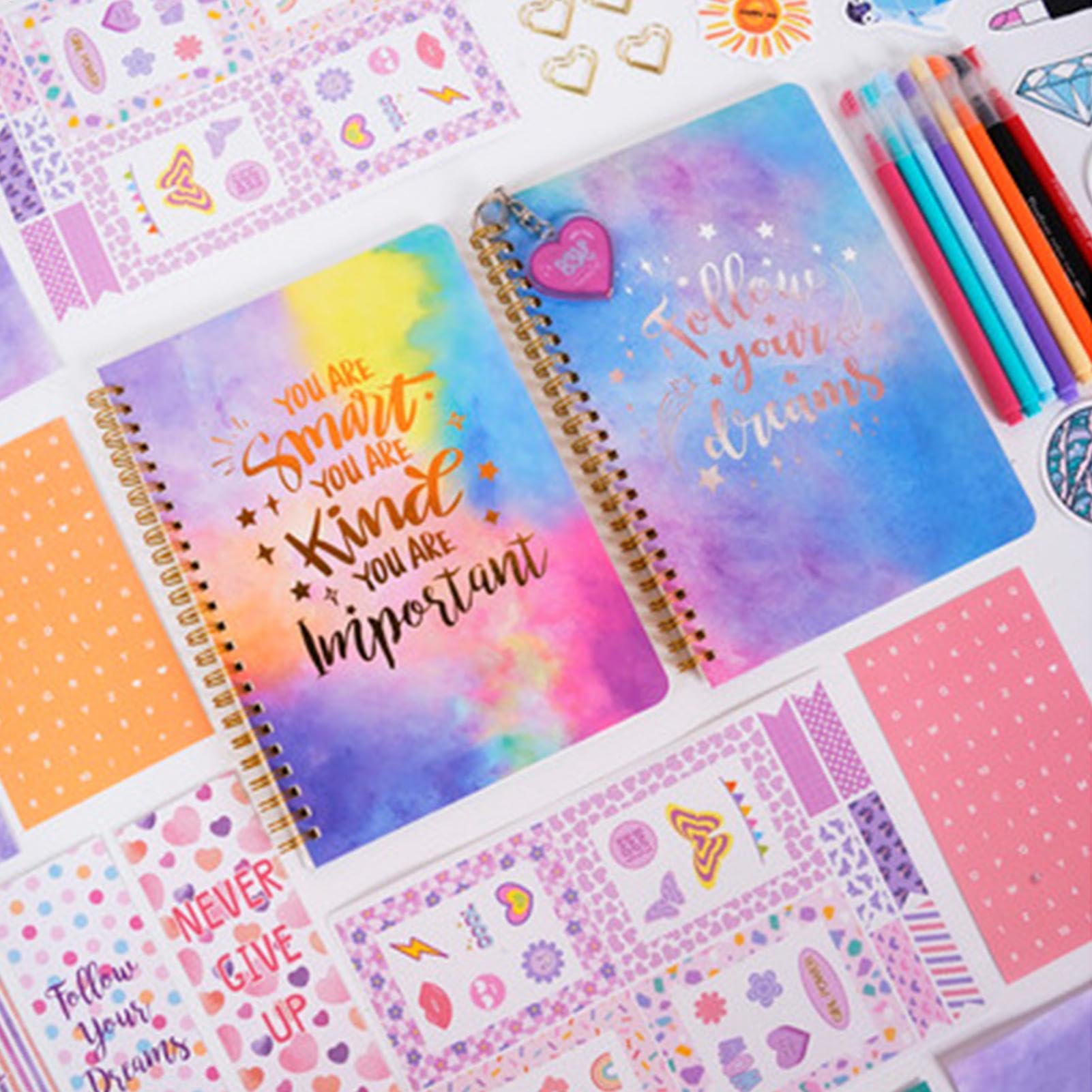 Zestaw dziennika do scrapbookingu, zestaw pamiętników, kreatywny zestaw | papeterii dla dziewcząt do codziennych planów, notatek, urodzin, świąt lub szkoły, 30 x 25 x 3 cm, 765 g, materiał papierowy
