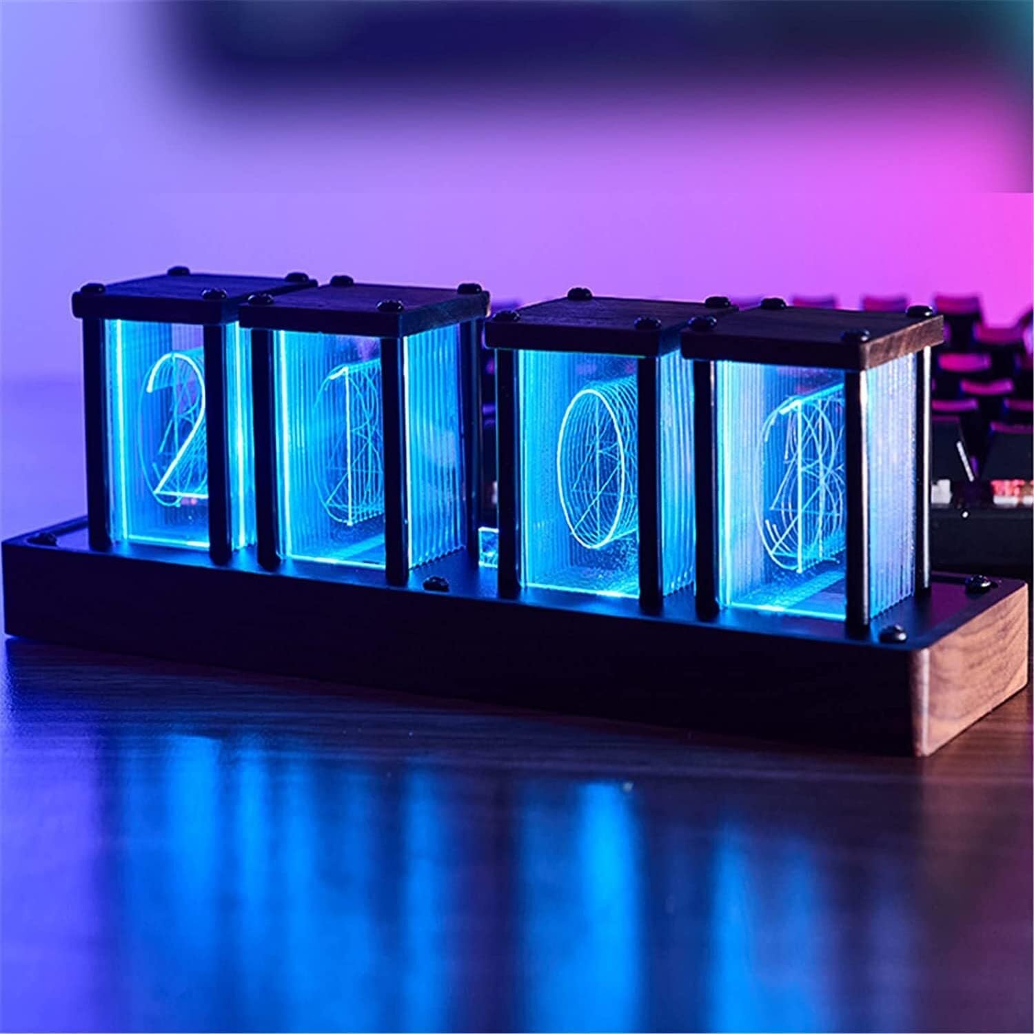 Cyfrowy zegar lampowy RGB LED, DIY zasilany przez USB, ozdoba na biurko, elegancki prezent dla ukochanej osoby, urodziny