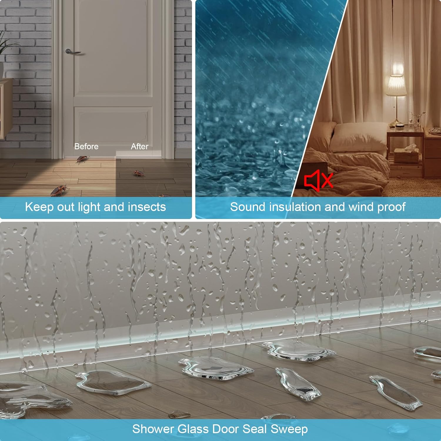 Greymond T型ドラフトドアシール、1.35インチ x 16.6フィート シリコンドアドラフトストッパー ドアサイド&amp;