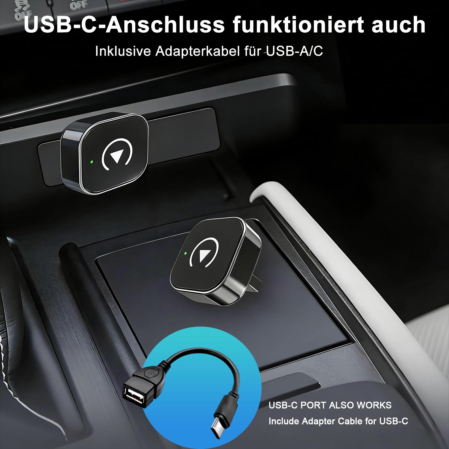 Wireless CarPlay Adapter für Apple iPhone & Android, 2026 Upgrade von Wired auf Wireless–Plug & Play, Mini & Stable T-Design, CarPlay Wireless Adapter für Auto-Navigation Übertragen