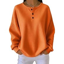 Zaswen Womens 2026 Spring Summer Waffle Tunic Tops Crew Neck Long Sleeve Button Down Henley Shirt Dressy Casual Plaid Blouse