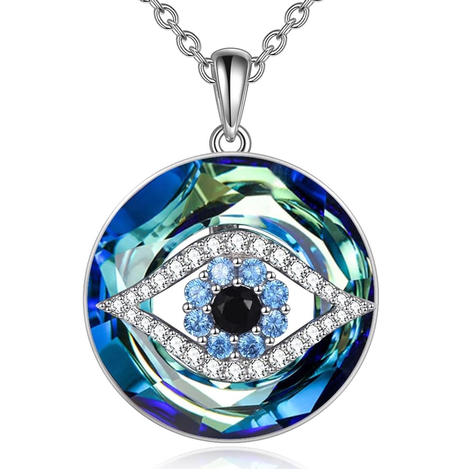 SWIUKPHEHigh Density Alloy Evil Eye Necklace, Protection Crystal Pendant for Women Good Luck Vintage Evil Eye Pendant Jewelry, Amulet Luck Gifts Evil Eye Jewelry for Women