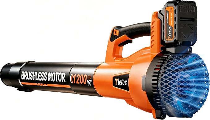 Tietoc Leaf Blower Cordless, 1200W Brushless Electric Leaf Blower with 2 X 4.0Ah Battery, 6 Speed Powerful Leaf Blowers for Garden, Patio, Lawn Care, Gift for Men Dad Husband Fathers (Light Green)