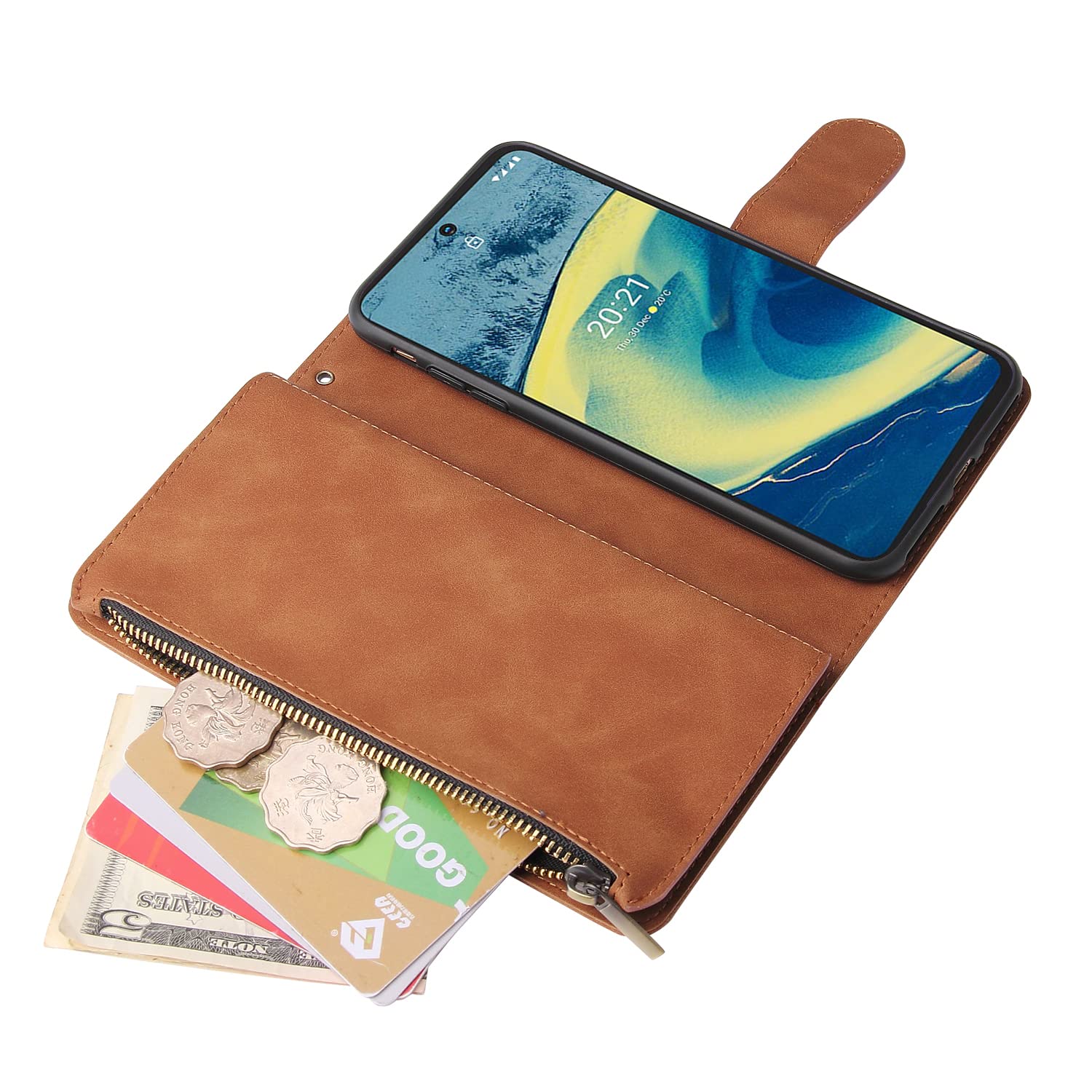 Asuwish Custodia A Portafoglio Per Nokia XR20 5G Con Pellicola Vetro Temperato – Pelle PU Con Porta Carte E Supporto