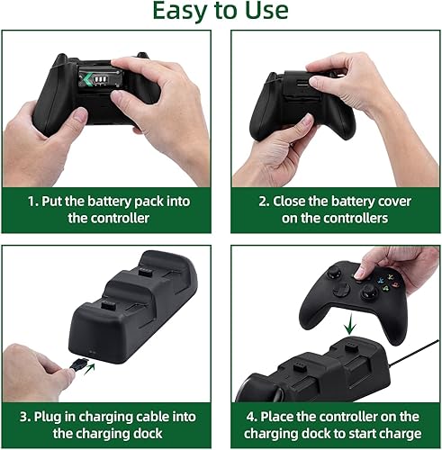 Miniatura 6 de Mcbazel Estación de carga de controlador con 2 paquetes de baterías recargables de 1200 mAh para Xbox Series XS, Xbox Elite 12, Xbox One XS, Xbox