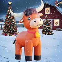 Vista 3 de DomKom Inflables de vaca de las tierras altas de 6 pies, Navidad, primavera, rancho de granja, animales inflables lindos terneros de ganado
