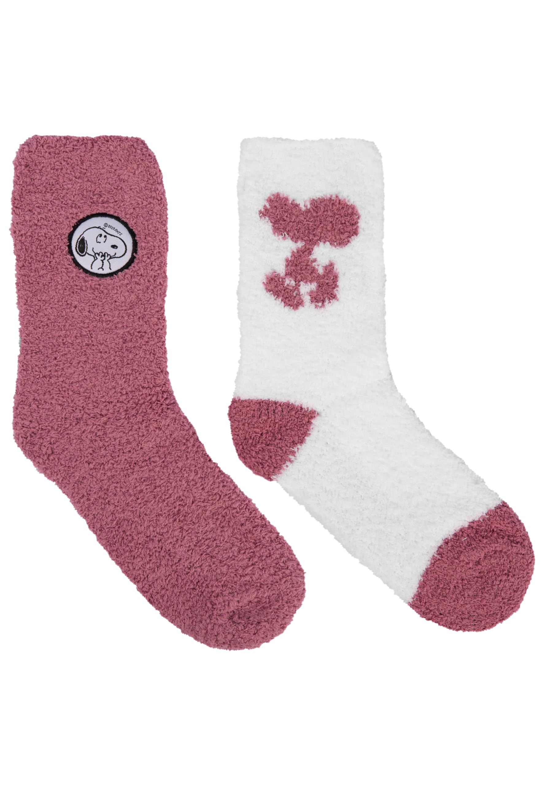 United Labels Women's Pink / White The Peanuts Snoopy Cuddly Socks For - Fluffy Winter Socks Warm Socks Pink/White (Pack Of 2), 39-42