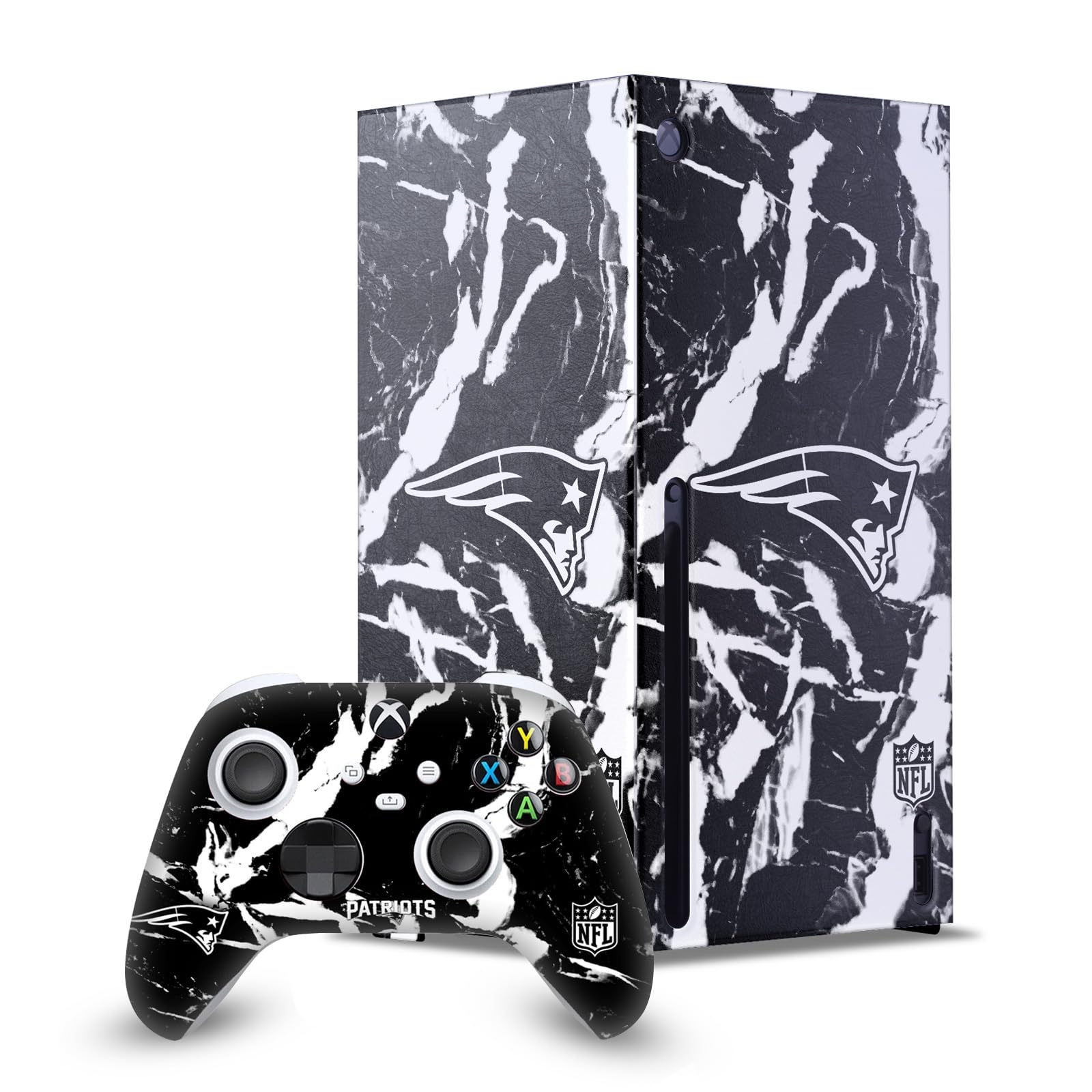 Head Case Designs Licenza Ufficiale NFL Marmo New England Patriots Pacchetto Console Da Gioco Wrap E Pelle Per Controller Compatibile con Xbox Series X