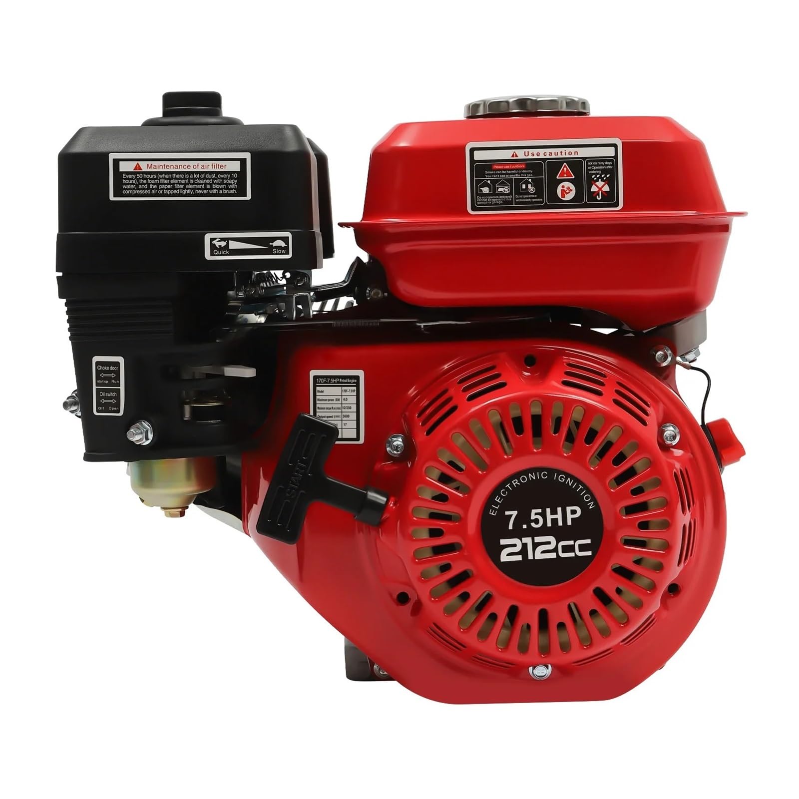 Motor De Gasolina Estacionario 4 Tiempos Y 7,5 HP,1 KW, Kart, Monocilíndrico, Cilindrada 208 CC Gran Potencia
