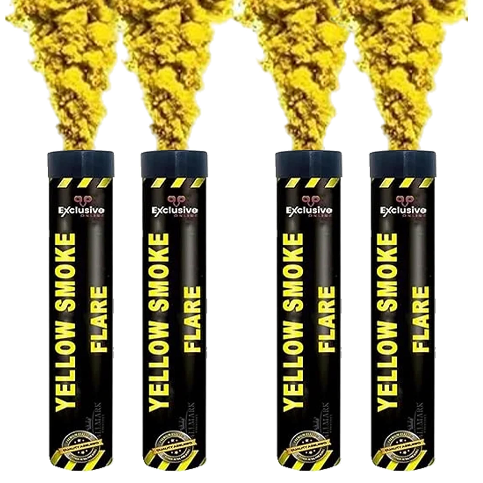 EXCLUSIVE ONLINE Ring Pull Smoke Grenades/Flares Pack of 4 Colors for Paintball Weddings Photoshoots Football Celebrations & Special Effects (Yellow)